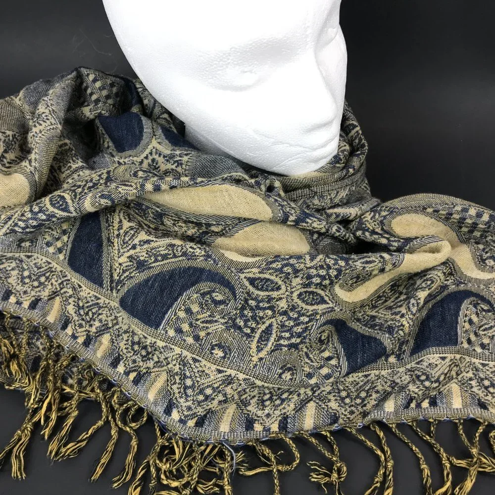 blue/gold oversized shawl/scarf